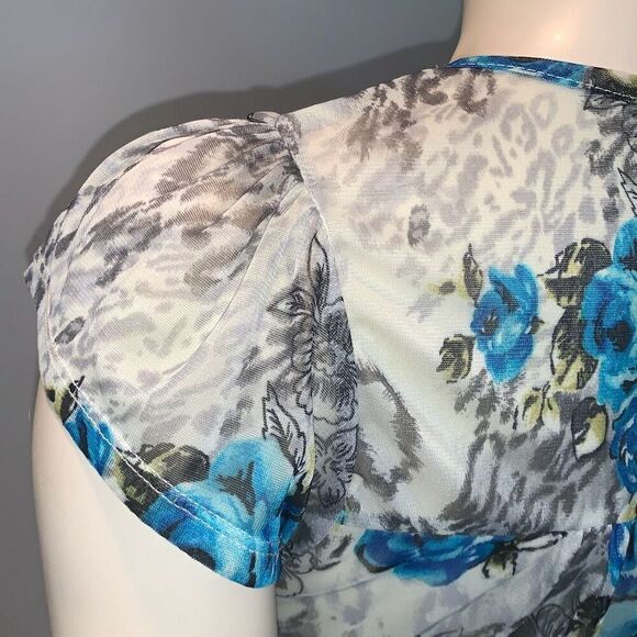 Vintage 90’s Y2K Self Esteem Sheer Chiffon Tiered Lace Babydoll Top Size Large - Picture 10 of 16